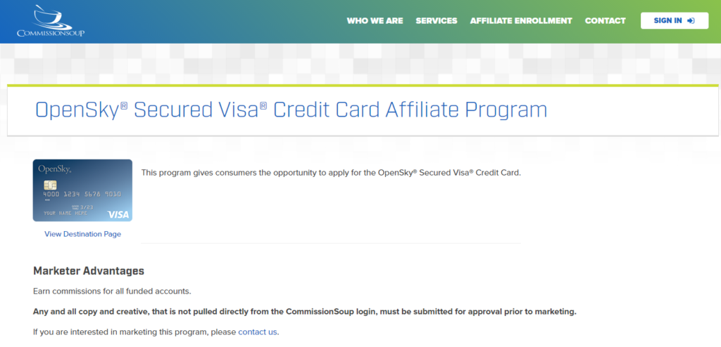 secured credit card affiliate program