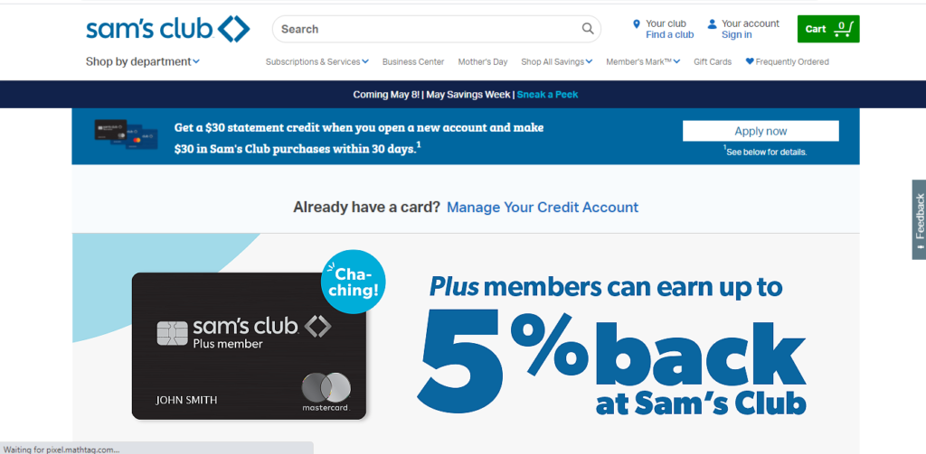 sam's club credit card payment