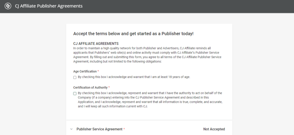 cj publisher agreement